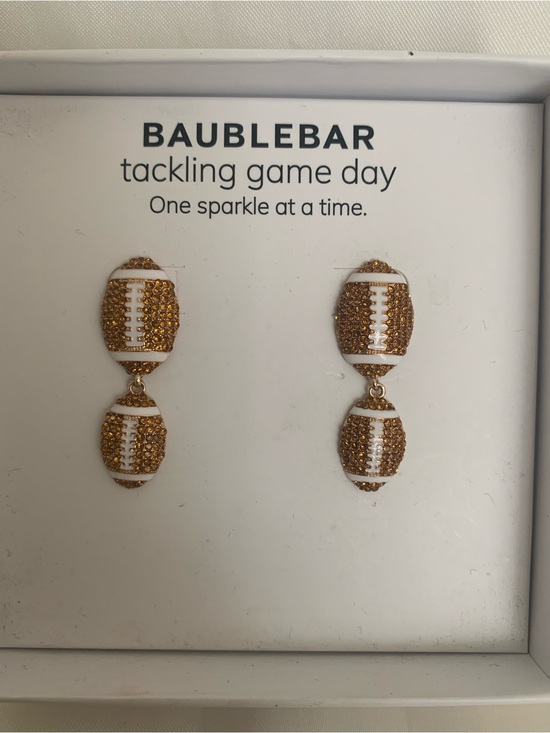 BaubleBar Other - BaubleBar Gold and White Football Drop Earrings